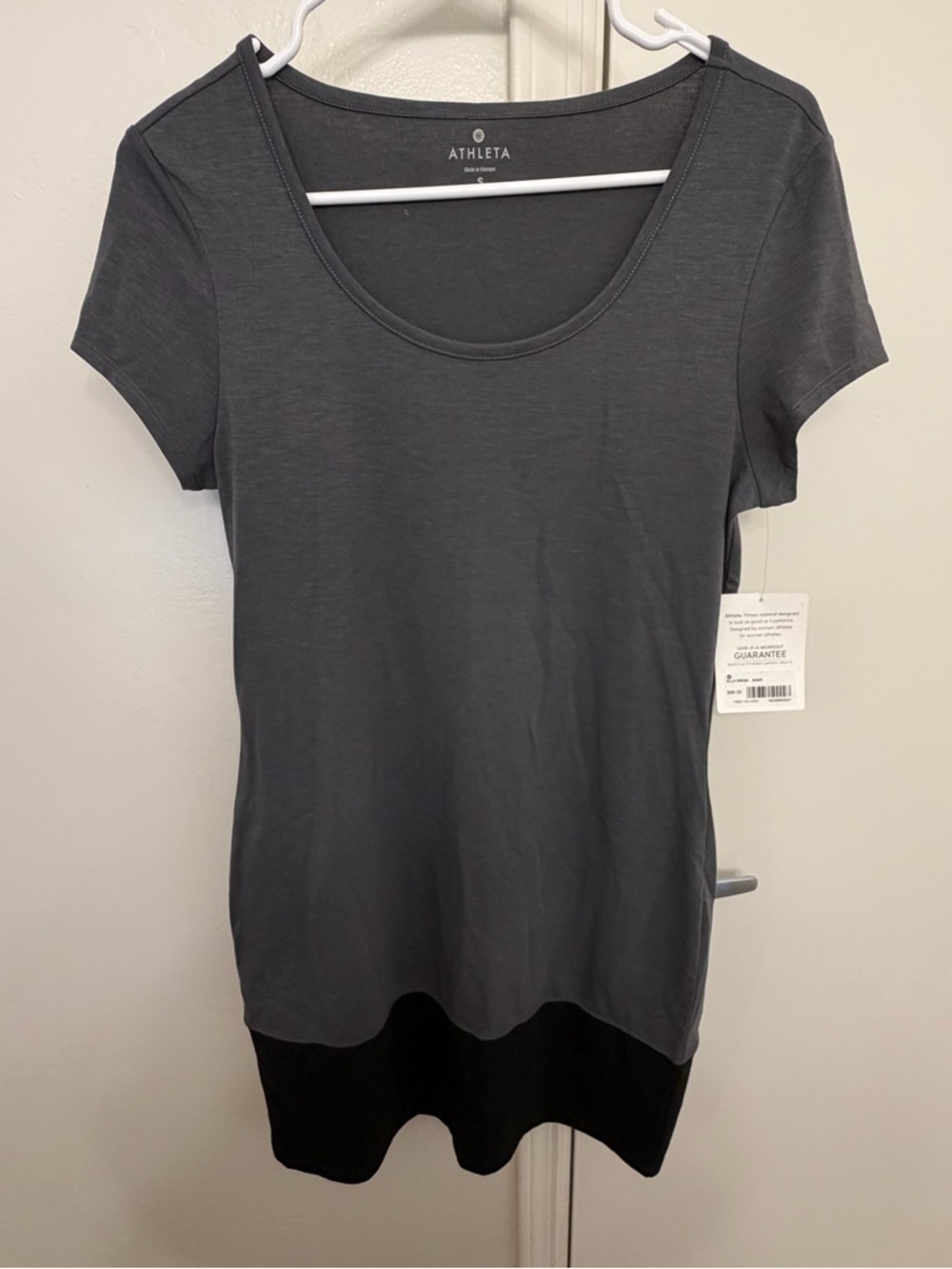 NWT Athleta Ella Dress Merino Wool Blend Colorblock Gray Black Size Small
